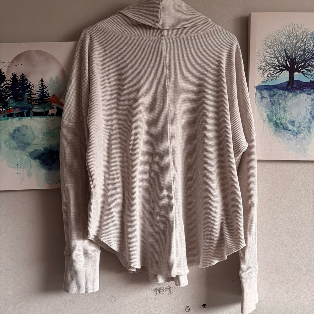 Aritzia The Group Babaton Waffle Cozy Cream Turtleneck Sweater XL - Picture 6 of 7